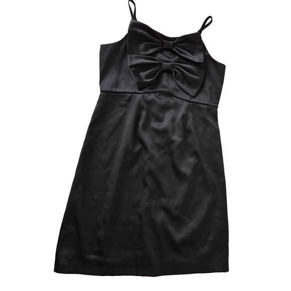 Zunie Other - Zunie Dress Girls 16 Black Satin Bow Front Spaghetti Strap Party Mini‎